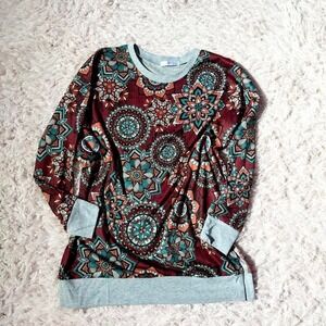 Boho Mandala Indie Hippie Casual Lounge Sleepwear Top Womens S Side Slit Zodiac